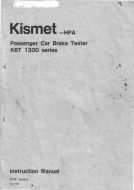 Kismet 1300 Roller Brake Tester Operators Instruction Manual